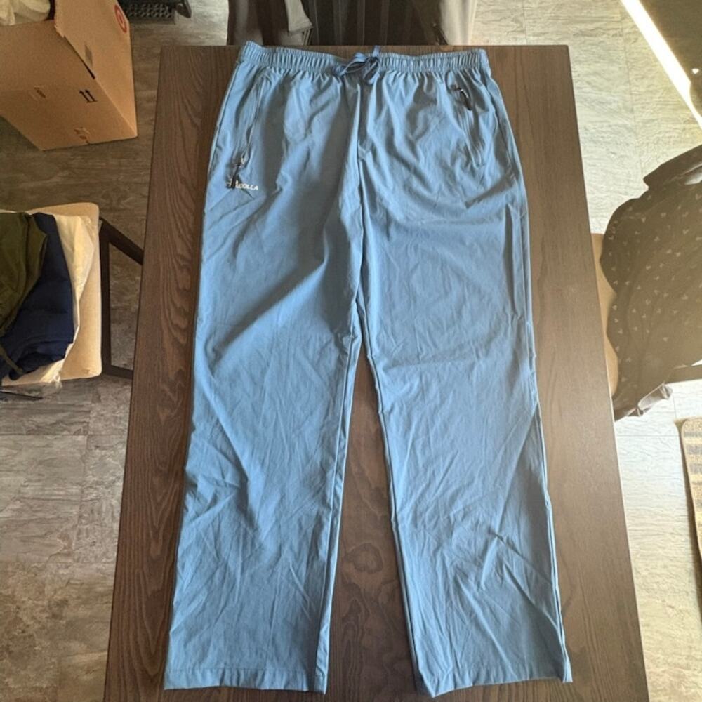 Pudolla Men's Outdoor Hiking Cargo Blue Pants Elastic Waist Size XXL